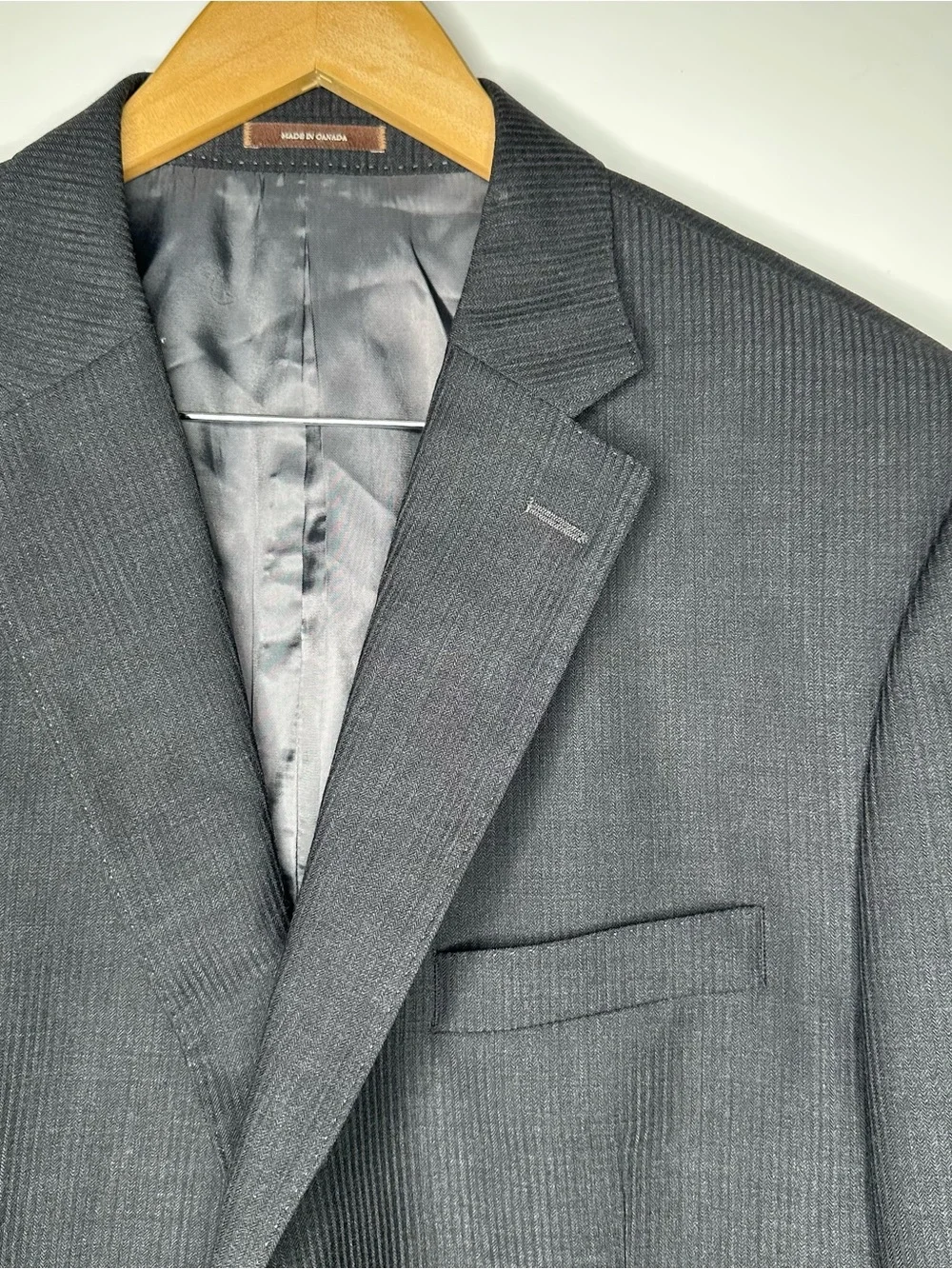 Peter Millar 100% Wool Black Herringbone Blazer Suit Jacket 44S